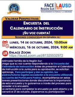 Instructional Calendar spanish